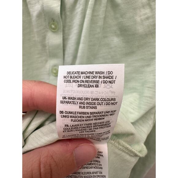 BODEN Petite Light Green Lace Trim Button Blouse Long Sleeve Cotton NWT | Size 6 - Picture 8 of 8